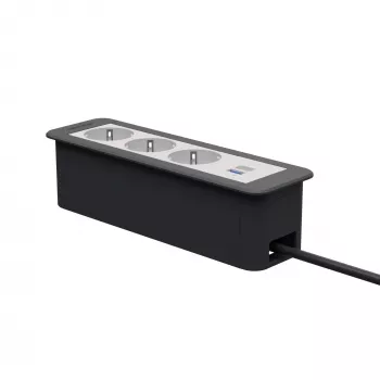 Kindermann CP Office cadre 4 voies 3x Schuko 1x USB-C PD module de connexion de table