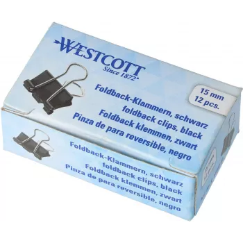 12 pinces double clip WESTCOTT, 19 mm, noir/argent, 12 pièces