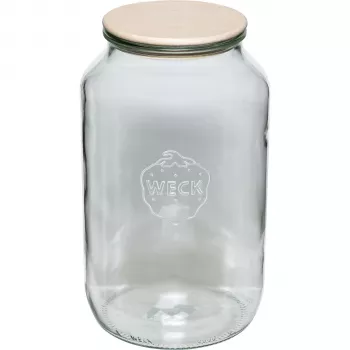 WECK Verre rond à bord arrondi 3L avec couvercle en bois