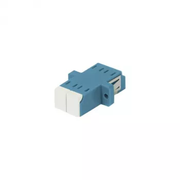 Coupleur fibre optique SYNERGY21 LC/LC monomode OS2 9/125µm duplex bleu PVC manchon céramique à bride avec volet de protection laser unilatéral