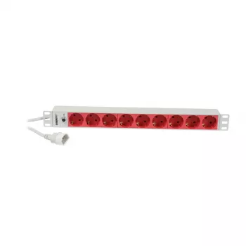 Multiprise 19 pouces 1U Synergy 21 ALLNET 9x prises Schuko CEE7 avec fiche IEC C14 10A 2m noire
