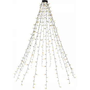 Guirlande lumineuse d'arbre 400 LED Goobay avec anneau, 16 x 1,5 m, blanc chaud 2500 K, 8 modes d'éclairage, minuterie et fonction mémoire, transformateur externe 24 V DC, IP44 pour intérieur et extérieur (60387)