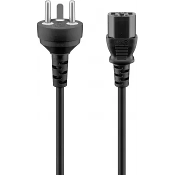 Câble d'alimentation IEC Goobay avec fiche Danemark type K, 3 x 0,75 mm², 2 m, noir (95732)