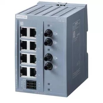 Switch Ethernet industriel non administrable Siemens SCALANCE XB108-2, 8 RJ45 + 2 fibre multimode SC, rail DIN