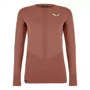 Sous-couche thermique Salewa Zebru Medium Warm AMR L/S Tee femme - Etruscan Red, XS