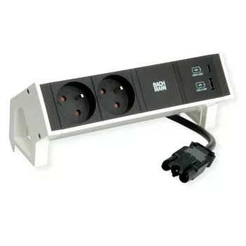 Bachmann DESK2 2x UTE 1x USB A/C 22W 0,2 m RAL9010 - Multiprise de bureau