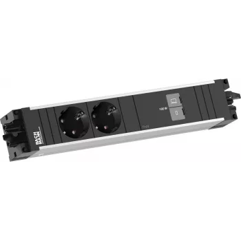 Bachmann STEP ALU alimentation de bureau 2x Schuko 1x USB-C 100W aluminium