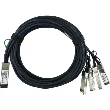 Câble Breakout Direct Attach passif 40GBASE-CR4 QSFP vers 4x10GBASE-CR SFP+ BlueLAN 1 mètre AWG30 compatible Extreme Networks 100G-QSFP-4SFP-1M BLUEOPTICS