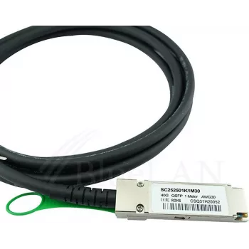 Câble direct attach QSFP BlueLAN compatible BlueOptics Maipu QSFP-STACK-30, 40GBASE-CR4, Ethernet/Infiniband QDR, 30AWG, 3 mètres (QSFP-STACK-30-BL)
