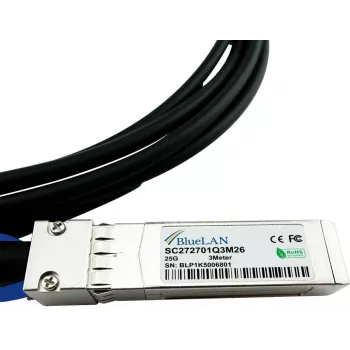 Câble direct attach BlueOptics compatible Amphenol NDCCGF-0003 BlueLAN 25GBASE-CR passif SFP28 vers SFP28, 2 mètres, AWG30