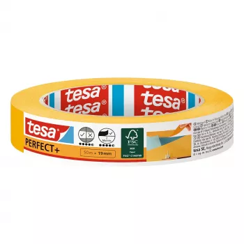 Ruban de masquage peintre Perfect+ TESA jaune 50 m x 19 mm 1 rouleau