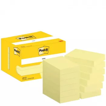Notes adhésives 3M Post-it Original 76 x 51 mm jaune canari, 12 blocs