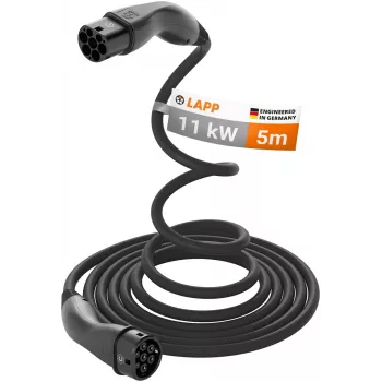 Câble de recharge enroulable automatiquement LAPP MOBILITY HELIX Type 2 pour véhicules électriques 11 kW 5m noir
