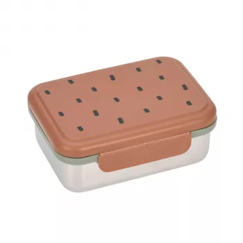 Lassig Happy Prints Caramel Children's Stainless Steel Lunch Box, 1 l, with Divider, PP Lid with Silicone Ring