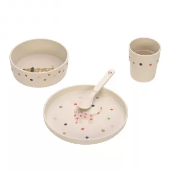 Lassig Little Mateys Spicy Orange Children's Dinnerware Set, 4 Pieces (Plate, Bowl, Cup, Spoon), 70% Polypropylene and 30% Cellulose