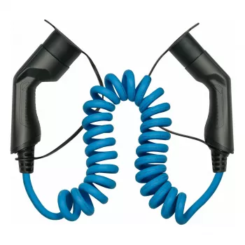 KABELMEISTER Câble de recharge pour véhicule électrique Mode 3 Type 2 11 kW 16 A triphasé spiralé 5 m noir