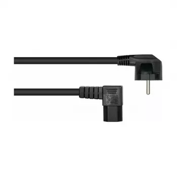 kabelmeister Power Cord Schuko Plug Type E+F (90° Angled) to C15 Hot Appliance Connector (Right-angled), 1.8m, Black
