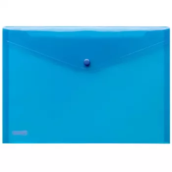 Pochettes à documents FolderSys A4 PP transparentes bleues avec bouton pression, lot de 10
