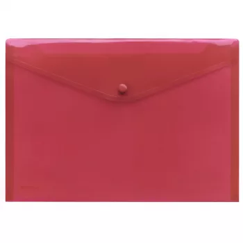 Pochettes à documents FolderSys A4 PP transparentes rouges avec bouton pression, lot de 10