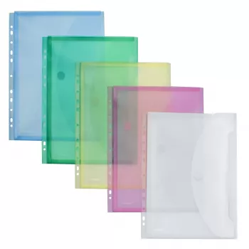 Pochettes à documents FolderSys A4, couleurs assorties, lot de 10