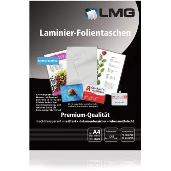 Pochettes de plastification LMG A4 brillantes 125 microns 100 pièces