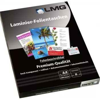 Pochettes de plastification LMG A4 brillantes 80 microns 100 feuilles