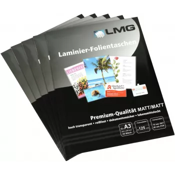 Pochettes de plastification LMG A3 mates 125 microns lot de 25