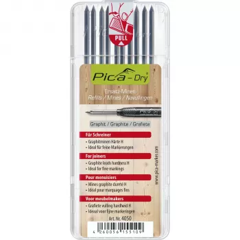 Recharges Pica DRY pour menuisier - 9 mines (graphite, rouge, jaune) 2,8 mm