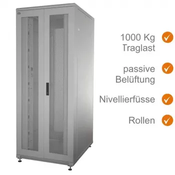 IT-BUDGET armoire réseau 19 pouces SRK - 38HE - largeur 800 mm x profondeur 800 mm - doubles portes perforées à l'avant et à l'arrière - passe-câbles - flatpack - gris clair (90ITB19SRK3888DTGN)