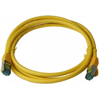 Câble patch premium IT-BUDGET Full Copper Cat.6A 500 MHz sans halogène PoE+ AWG 26/7 jaune 0,50 m