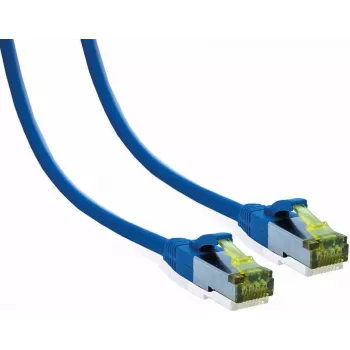 Câble patch IT-BUDGET Full Copper Premium - Cat.6A avec câble brut Cat.7 - 600 MHz - sans halogène - PoE+ - 10 Gbit - bleu - 1 m