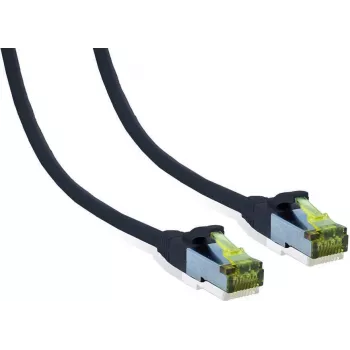 Câble patch IT-BUDGET Premium Cat.6A avec câble brut Cat.7 - 600 MHz - sans halogène - PoE+ - 10 Gbit - noir - 25 m