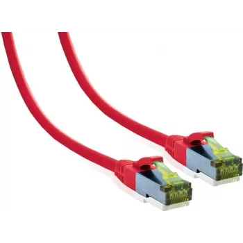 Câble patch IT-BUDGET Premium Cat.6A avec câble brut Cat.7 - 600 MHz - sans halogène - PoE+ - 10 Gbit - rouge - 15 m