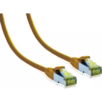 Câble patch Premium Full Copper IT-BUDGET Cat.6A avec câble brut Cat.7 600 MHz LSZH PoE+ 10 Gbit jaune 5 m
