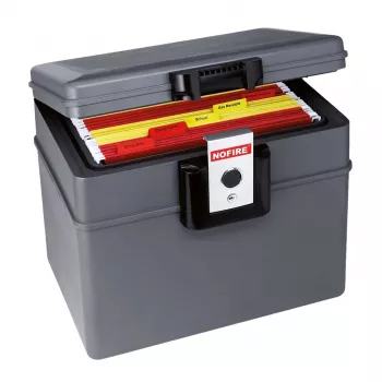 No Fire First Alert 2037FE Coffre-fort portable - Serrure à clé - Noir/Gris - 410x324x127 mm