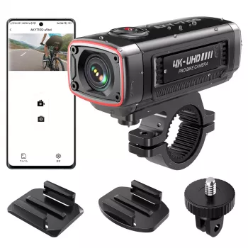 Dashcam moto 4K double canal AKEEYO AKY-710S avec GPS, Wi-Fi, étanche IP67 - Noir