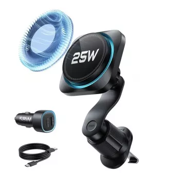ESR Omnilock CryoBoost Chargeur sans fil magnétique MagSafe pour voiture sur grille d'aération 25W Qi2.2 Noir