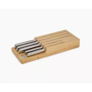 Joseph Joseph Elevate SST Ensemble de couteaux avec tiroir de rangement en bambou, 6 pièces, argent/beige 10563
