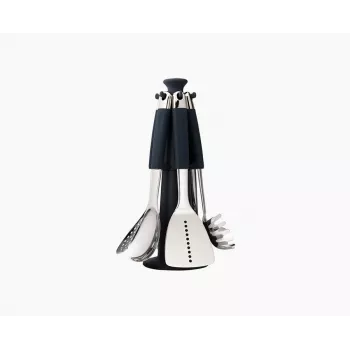 Ensemble de 6 ustensiles de cuisine Joseph Joseph Elevate avec support carrousel rotatif, acier inoxydable et silicone, gris