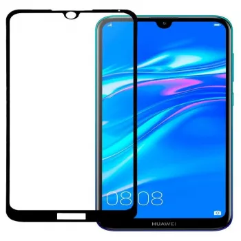 Protection d'écran anti-statique en verre Full Cover 2.5D avec colle japonaise Evelatus pour Huawei Y5 2019