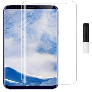 EVELATUS Protecteur d'écran en verre transparent UV avec colle liquide pour Samsung Galaxy S9 Plus