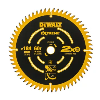 DEWALT DT1670 184 mm 60T lame de scie circulaire pour coupes fines