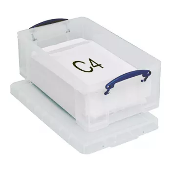 Boîte de rangement Really Useful Boxes 12C - 12 litres - transparente - rectangulaire - polypropylène - couvercle à clips