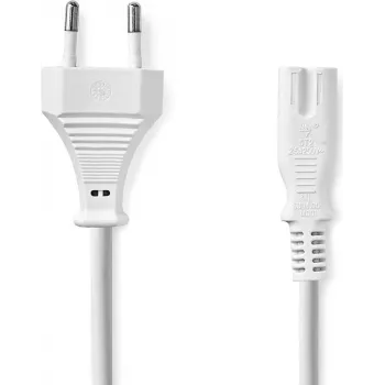 Nedis Câble d'alimentation - Euro mâle vers IEC-320-C7, 3,00 m, droit, plat, PVC, blanc