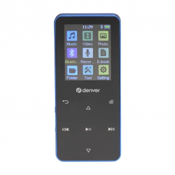 Lecteur MP4 Denver MP-1830BU avec Bluetooth, écran 1,8 pouce, 4 Go, bleu