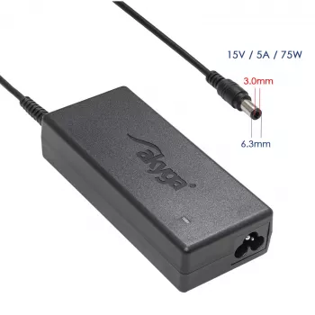 Akyga AK-ND-14 bloc d'alimentation pour ordinateur portable Toshiba, 75 W, 15 V / 5 A, 6,3 x 3,0 mm