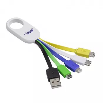 Câble de charge porte-clés USB 5-en-1 Akyga AK-AD-51, USB-A vers USB-C / Micro USB / Mini USB / Lightning