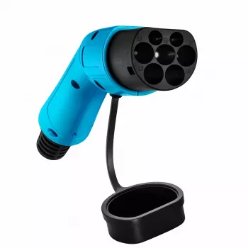 Prise de recharge VE Type 2 Akyga AK-SC-E03, monophasée, 32 A, mâle, bleue