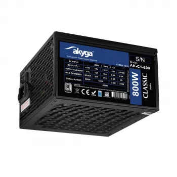 Alimentation ATX Akyga Classic AK-C1-800 800 W, 80 PLUS, PFC active, ventilateur 120 mm