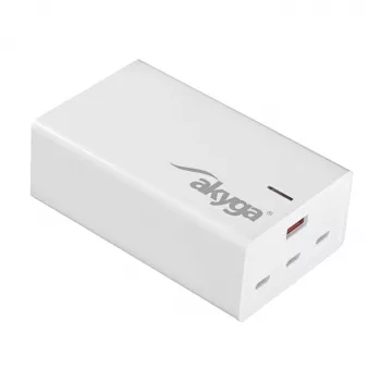 Chargeur USB de bureau Akyga AK-CH-25 GaN 140 W, 3 x USB-C PD + USB-A, blanc